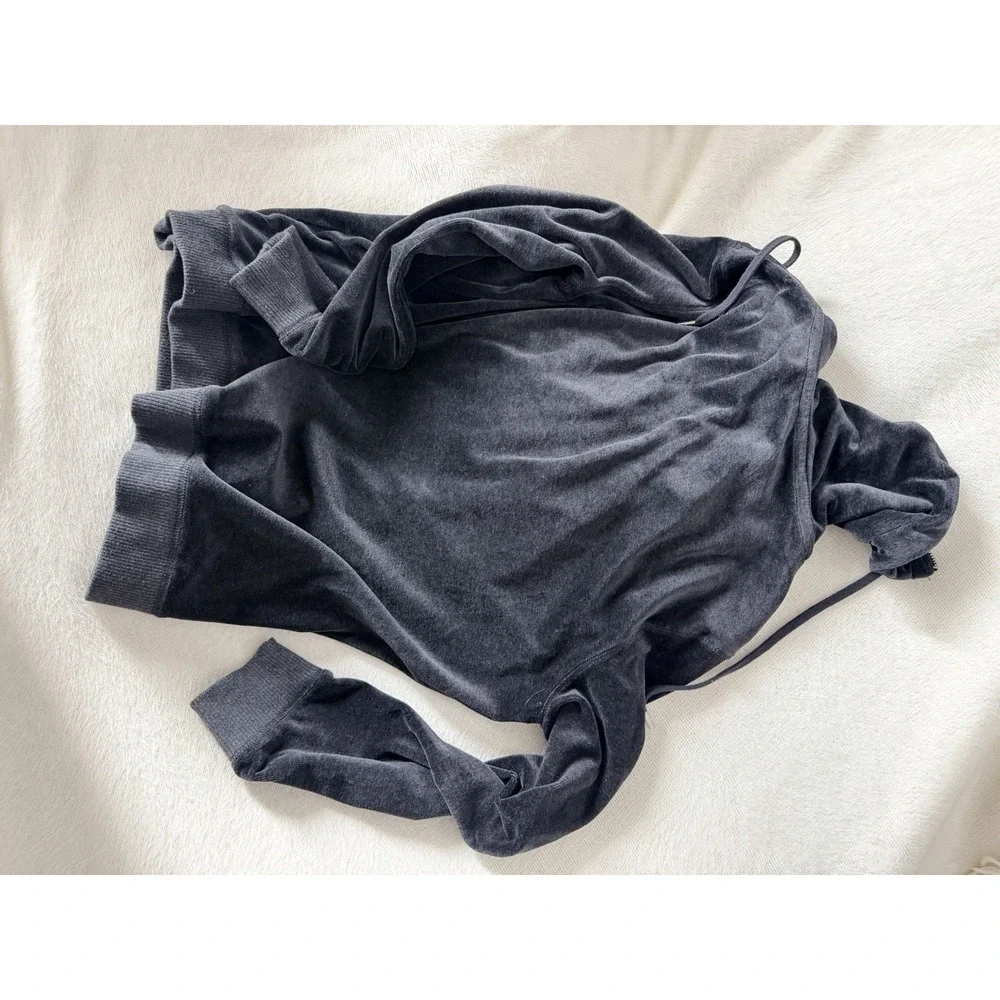 Michael Kors - Velour Zip Hoodie - Women's XL -Charcoal Gray / Dark Gray